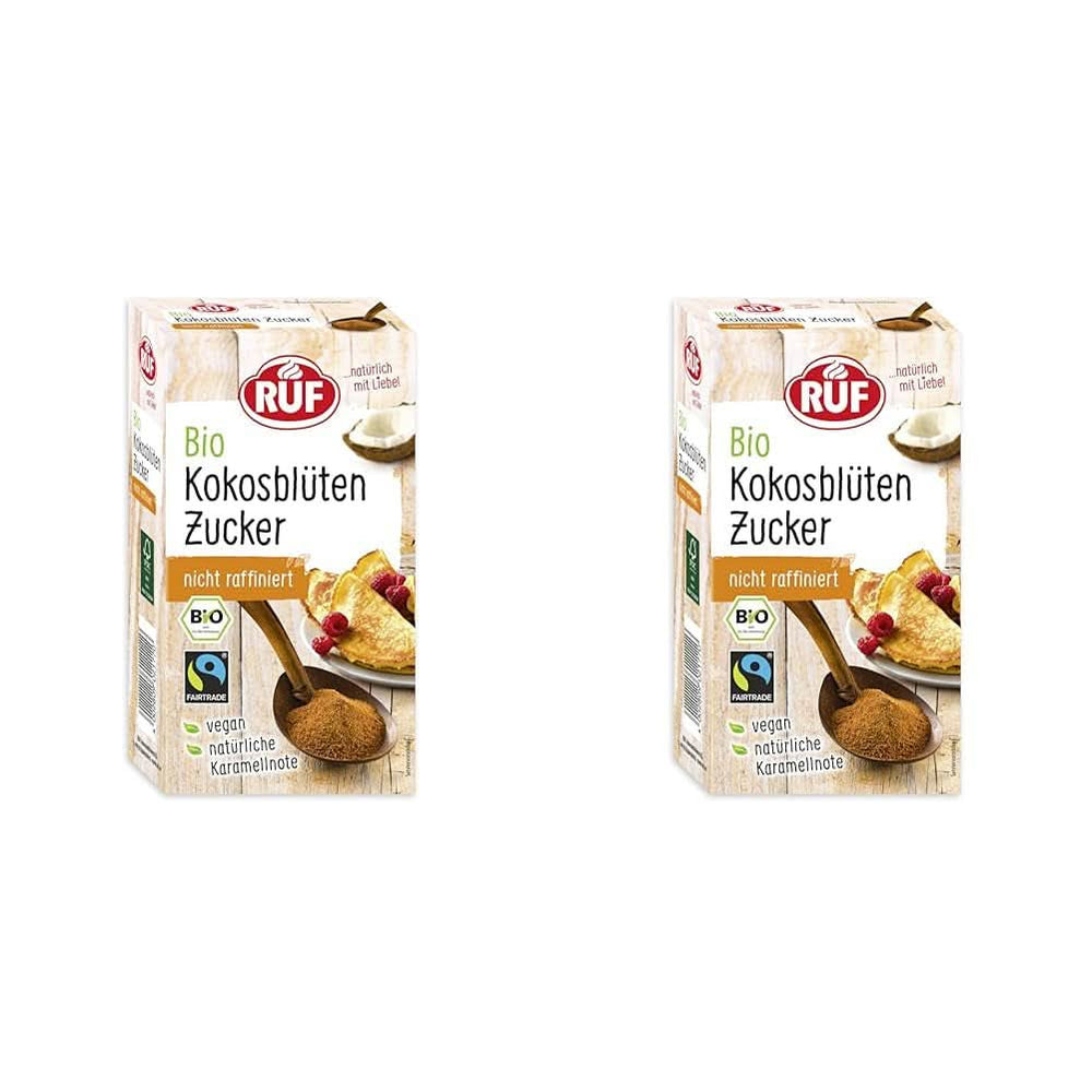 RUF Organic kókuszvirág cukor, természetes édesítő, karamell íz, 250 gramm Sweeteners Naty Shop 2 x 250 gramm kókuszvirág cukor