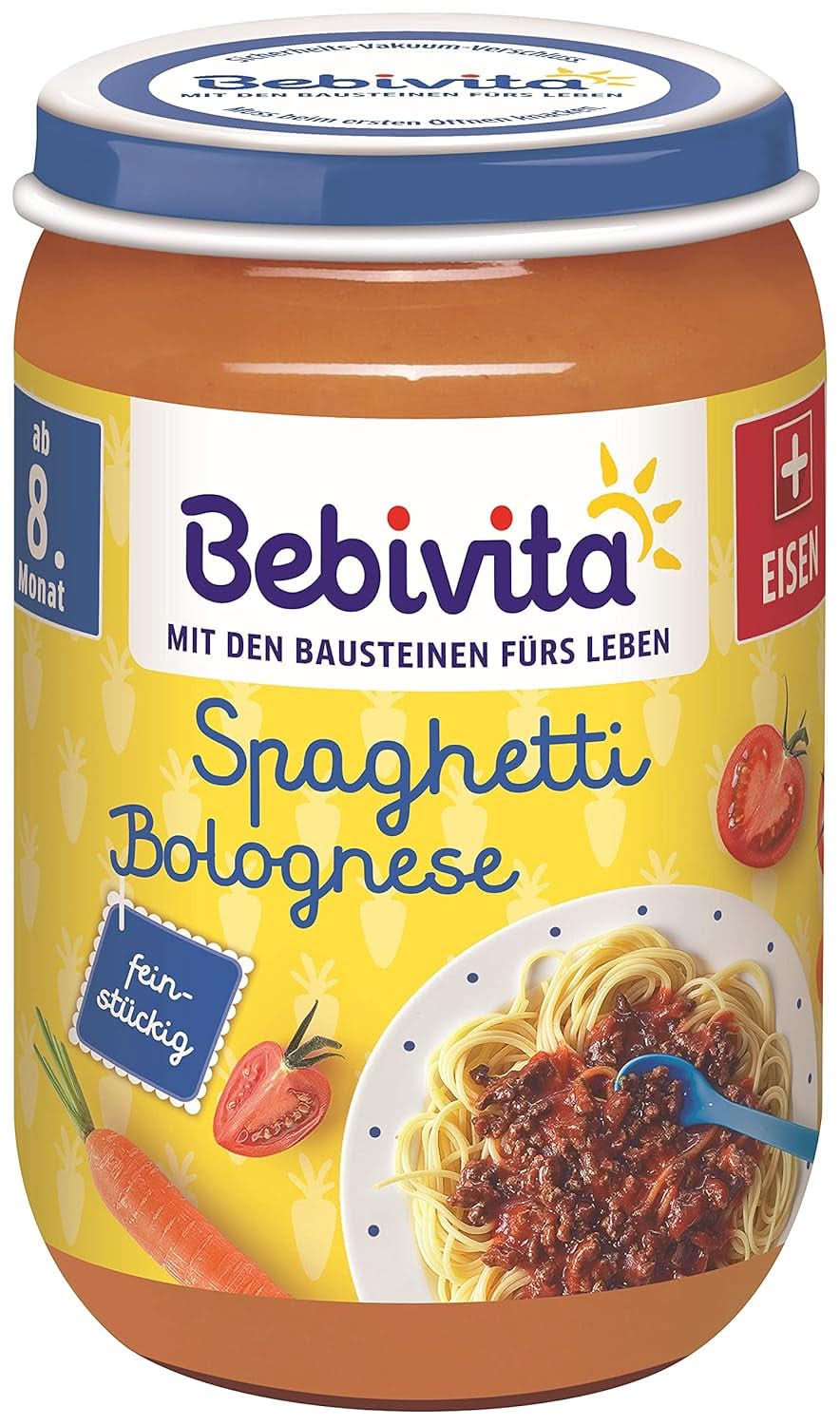 Menük 8 hónapos kortól Bolognai spagetti, 6 db-os kiszerelésben (6 x 220 gramm), közepes Anya és Gyermek Naty Shop
