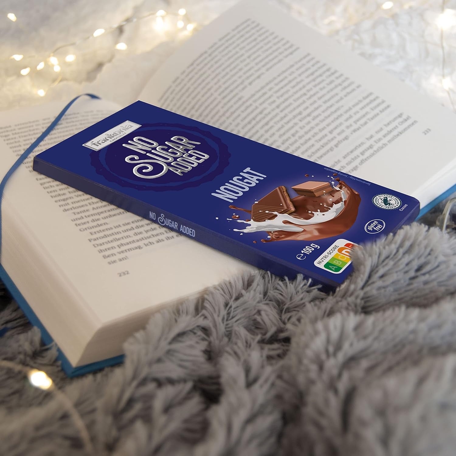 frankonia CSOKISKOLA HOZZÁADOTT CUKOR NÉLKÜL Nugát csokoládé, gluténmentes, 100 g (4 db-os kiszerelés)