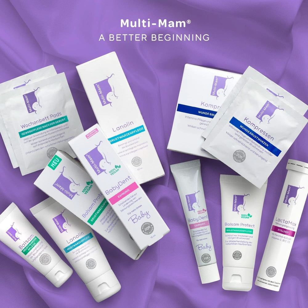 Multi-Mam Balsam Protect Beruhigt Und Schützt Trockene Und Rissige Brustwarzen Während Und Vor Der Stillzeit, Brustwarzencreme Stillen, 30 ml Tubustartozékok Élelmiszer és szoptatás Bebe Naty Shop