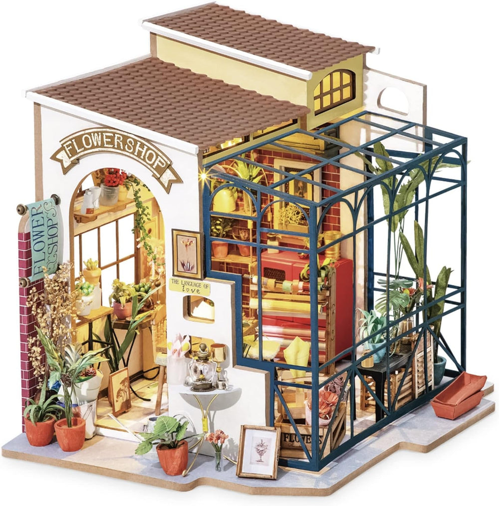 Robotime DG145 Rolife Emily's Flower Shop Miniatűr babaház Fából, fémből, szövetből és kartonból, Méretek: 22 X 15 X 17 cm, Naty Shop babaházak
