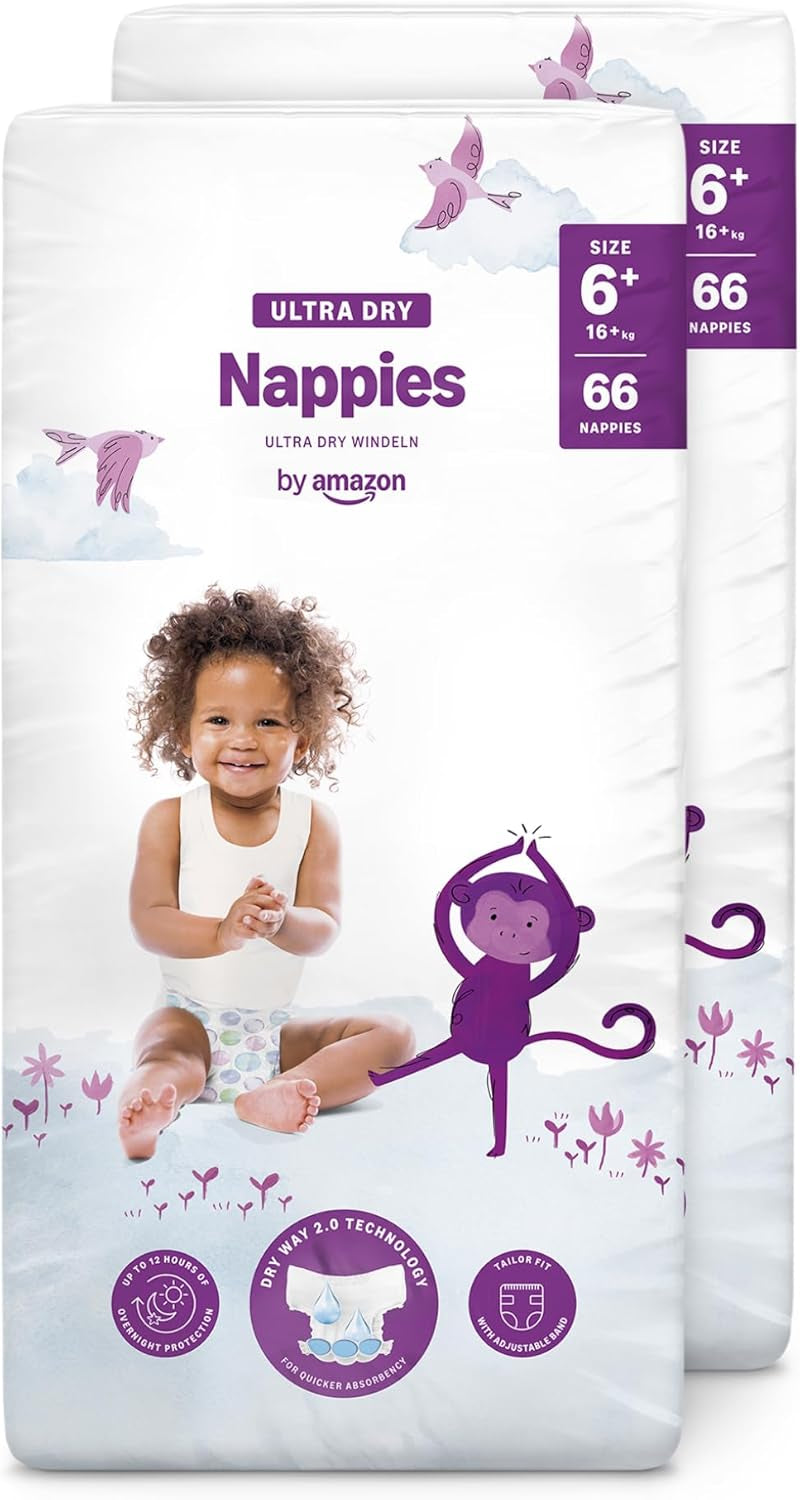 Amazon Ultra Dry pelenkák, 1-es méret (2-5 kg) - Havi doboz, fehér, 96 darab (2 db 48 db-os csomag) (korábban Mama Bear márka, azonos termék)