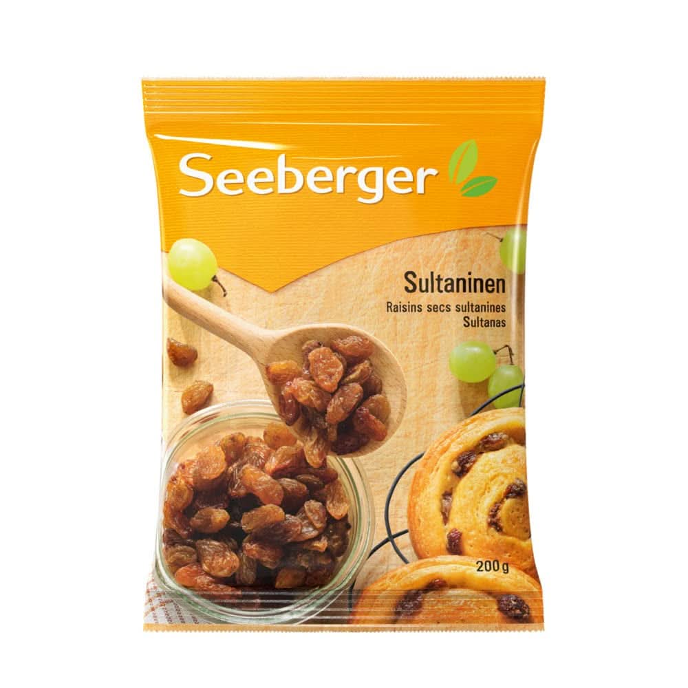 Seeberger Sultanas: Könnyű, édes és gyümölcsös Sultana mazsola Törökországból, 13 x 200 grammos kiszerelés Naty Shop szárított termékek 13 x 200 gramm