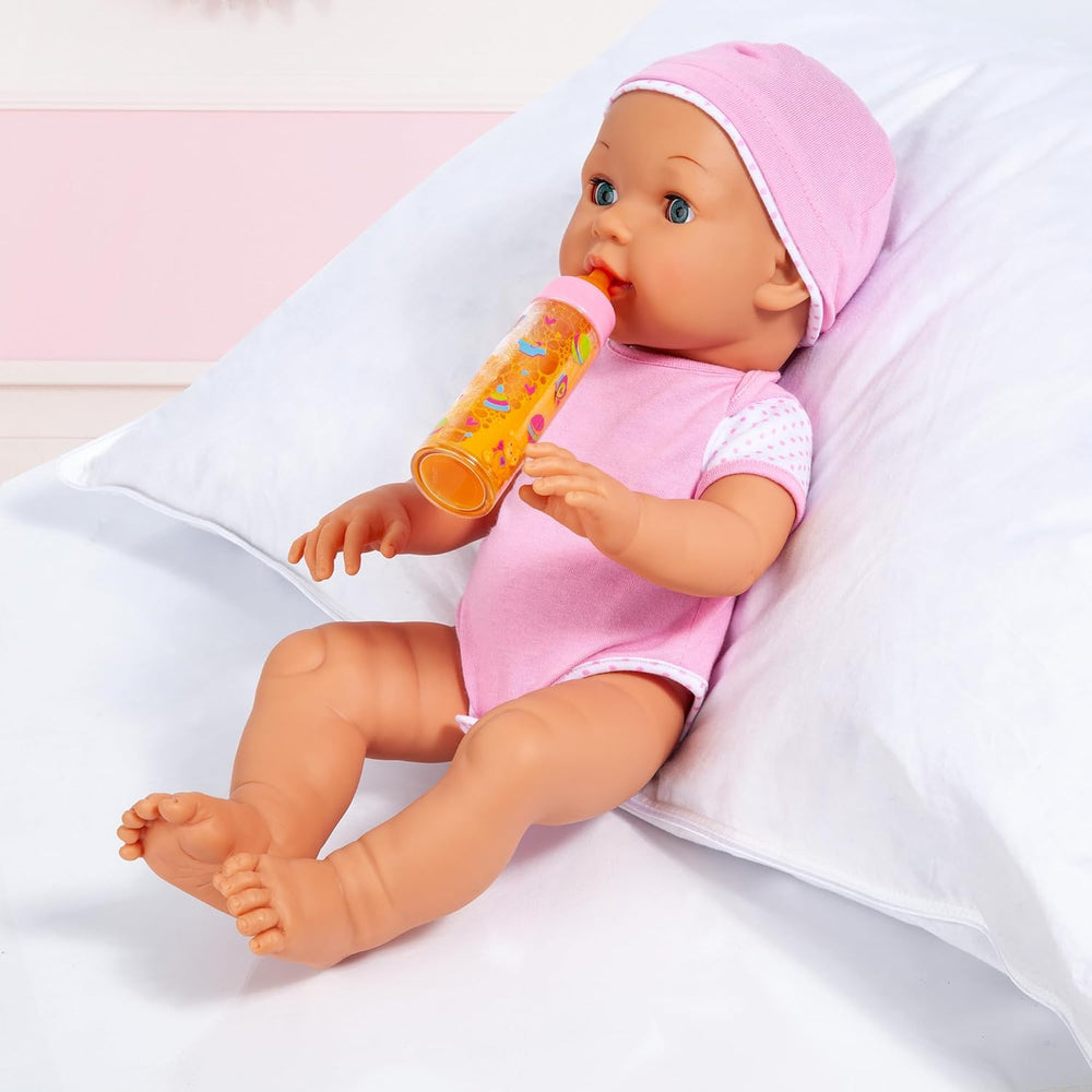 Bayer Design 79201AE Sticlă Magică, Sticlă de Lapte, Sticlă de Băut, Accesoriu pentru Păpuși, Alb și Portocaliu