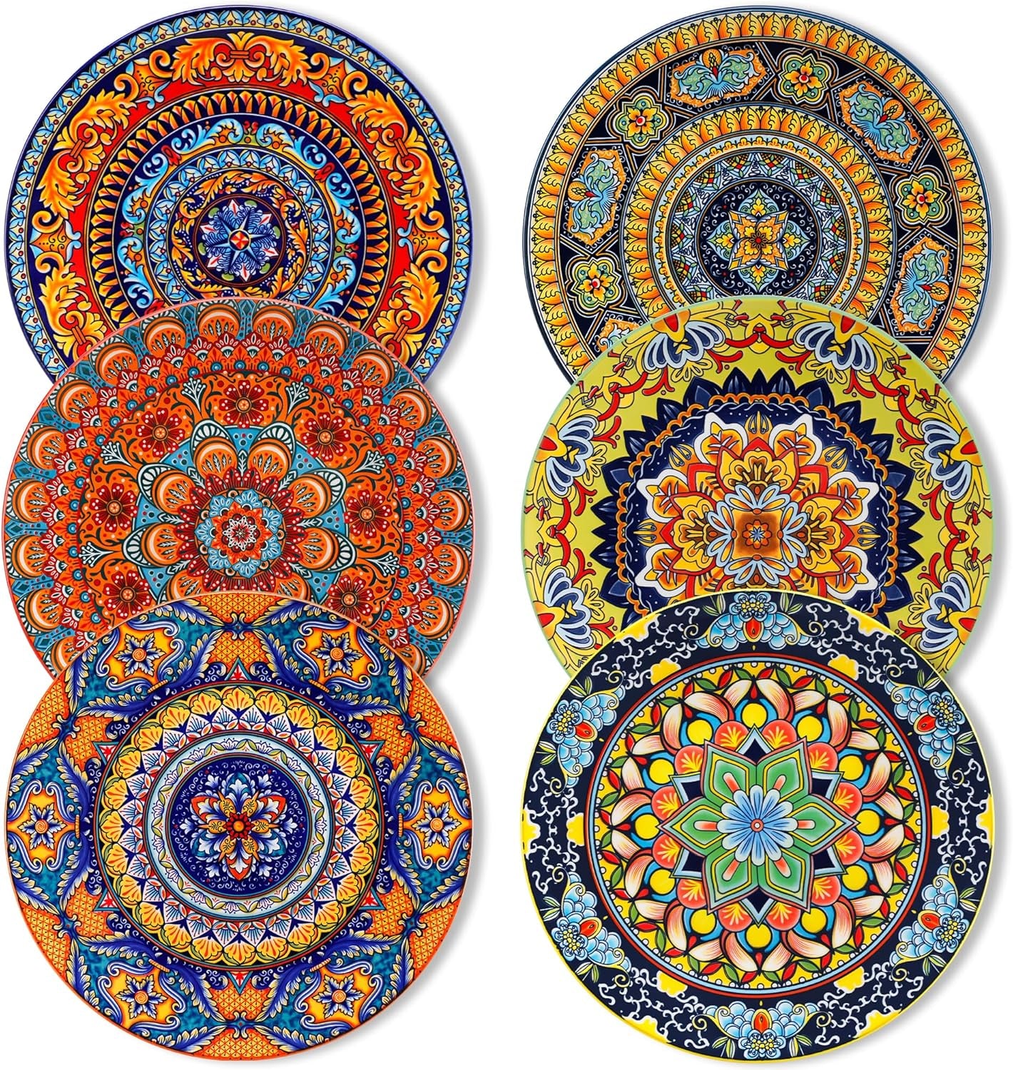 Set de farfurii de cină de 6 persoane, set de farfurii vancasso KRVI pentru 6 persoane, set de farfurii Ø 27 cm, potrivit pentru mașina de spălat vase și cuptorul cu microunde, farfurii pentru paste, farfurii pentru micul dejun, farfurii pentru tort