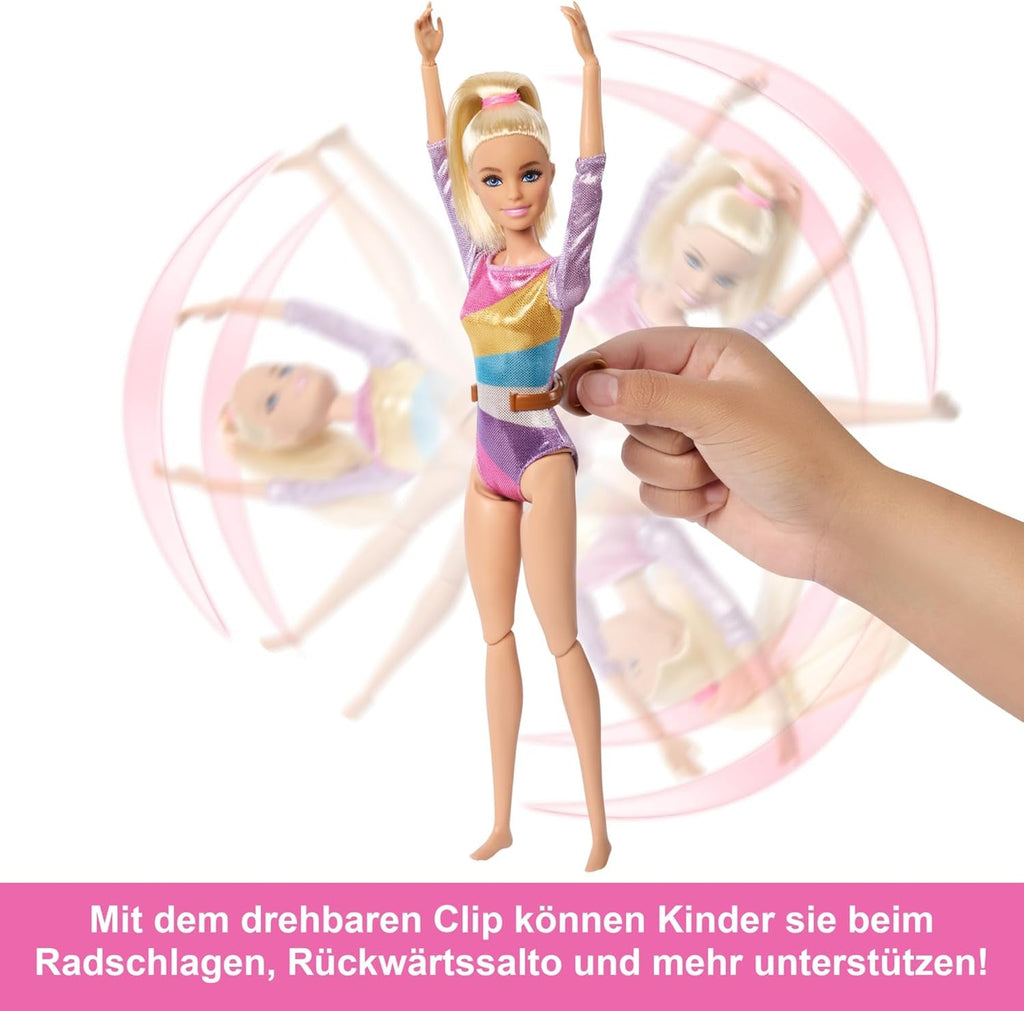 Barbie Gym Fun Playset cu bară de echilibru și peste 10 piese tematice potrivite pentru povești victorioase, HRG52 Papusi Naty Shop