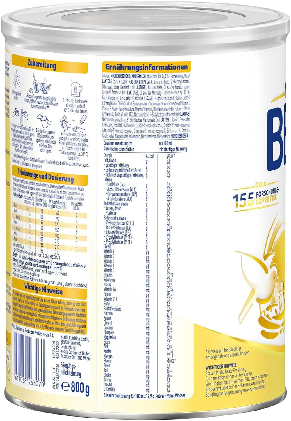 BABY 1 kezdeti tej születéstől, csak laktóz, pálmaolaj nélkül, 3. csomag (3 x 800 g) Anya és Gyermek Naty Shop