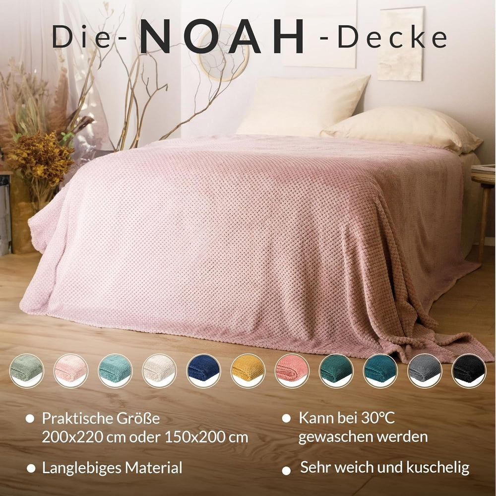Cuvertură de pat HOMLA Noah 220 X 240 Cm - cuvertură de pat canapea aruncare confortabilă pătură cuvertură - pufos și moale - poliester gri Paturi si Cuverturi Besuche den HOMLA-Store