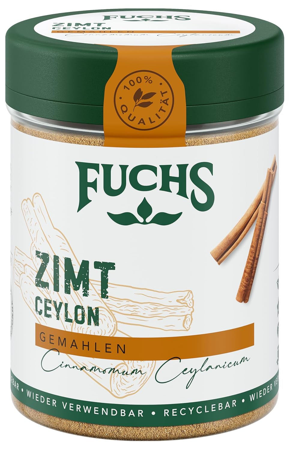 Fuchs Gewürze - Zimt Ceylon gemahlen | Aus natürliche Hozzávaló | 30 g wiederverwendbarer, recyclebarer Streudose