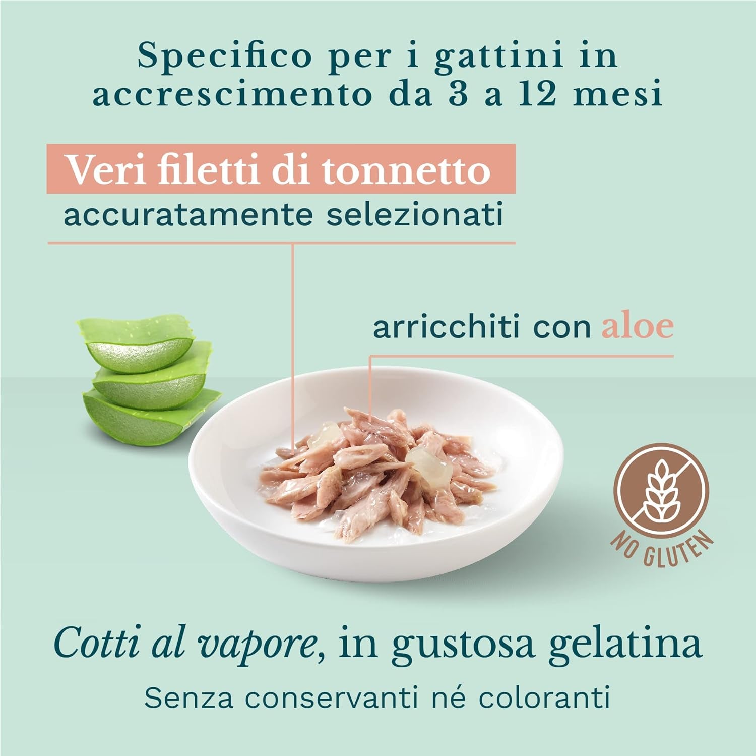 Hrană umedă pentru pisici Cat Jelly Kitten Tuna cu Aloe Vera, jeleu, 24 cutii x 85 g