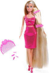 Simba Steffi Love Dream Hair – Ankleidepuppe mit extra Langen Haaren, inkl. Haarclips & Kamm, rózsaszín csillogó, 29 cm vastag, Frisierpuppe für Kinder ab 3 év