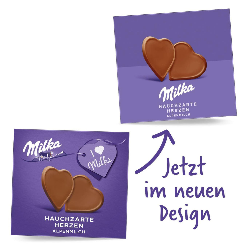 Milka I love Milka Hearts – Szájban olvadó alpesi tejcsokoládé és finom erdei mogyoró – 10 x 130g