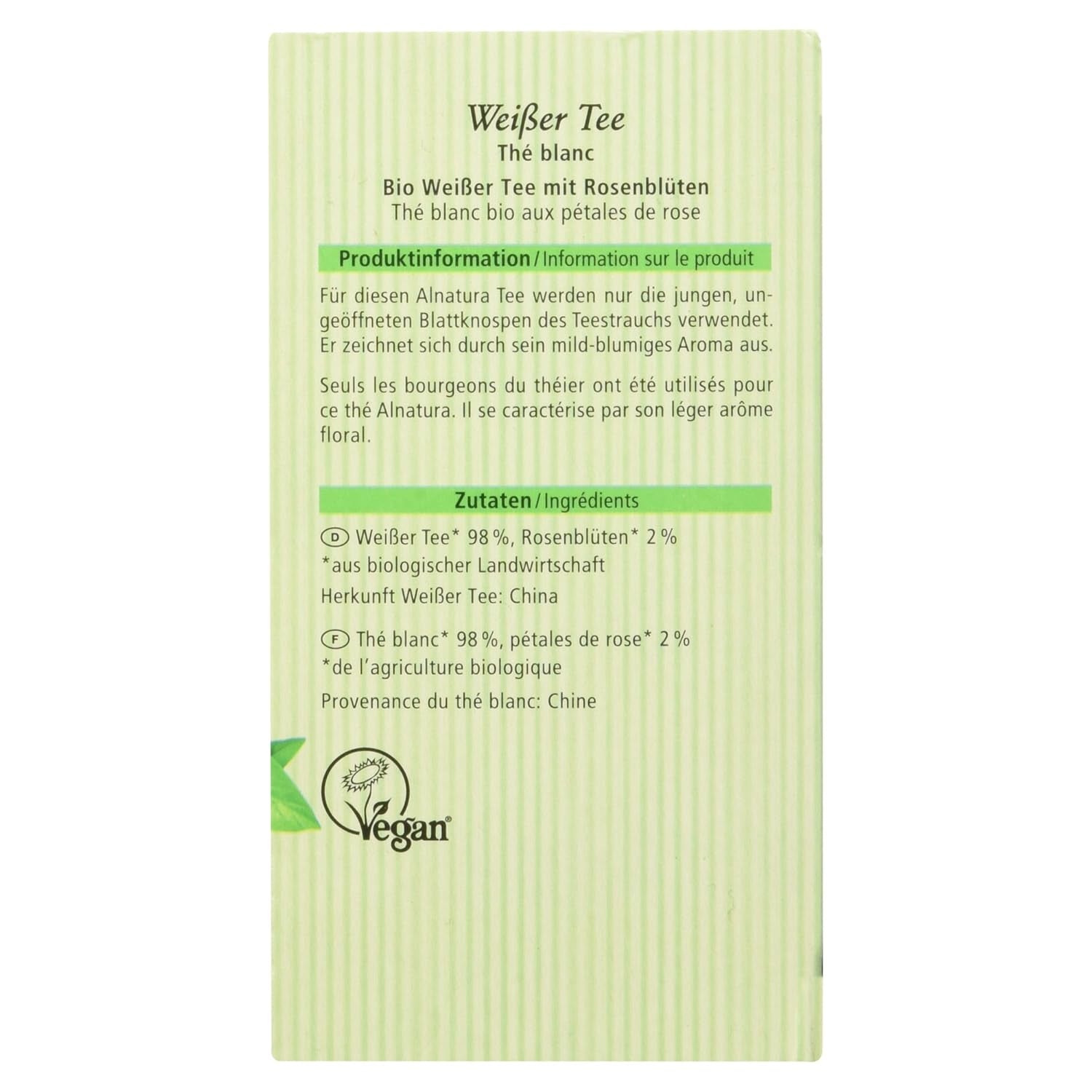 Ceai alb organic cu petale de trandafir, 20 pliculețe, 30 g