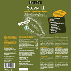 Stevia 1:1 (Erythrit - Stevia) - Natürlicher Zuckerersatzstoff, 1000 G Indulcitori Naty Shop