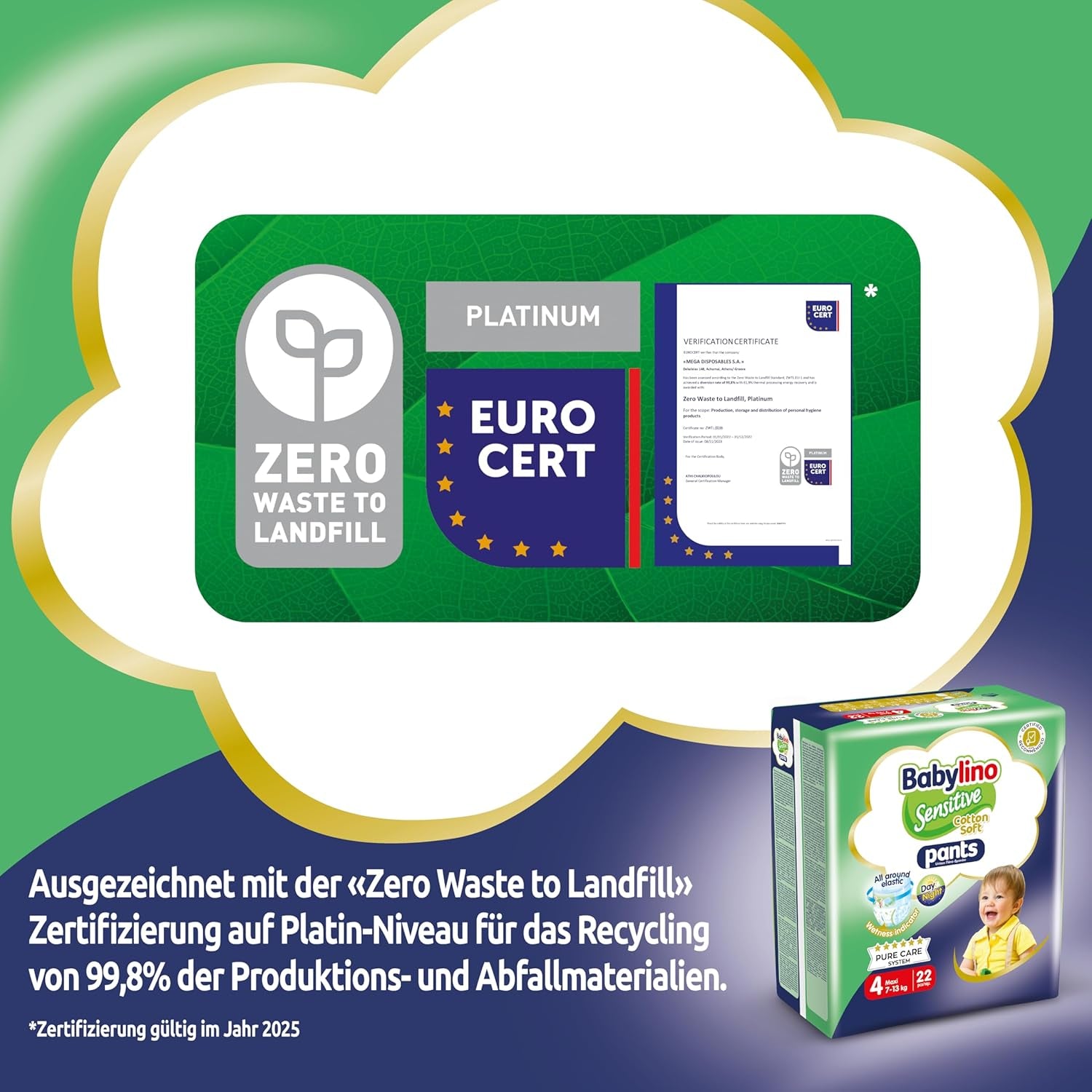 Pelenkák Sensitive Cotton Soft, 4-es méret, Pants Maxi (7-13 kg), 22 db