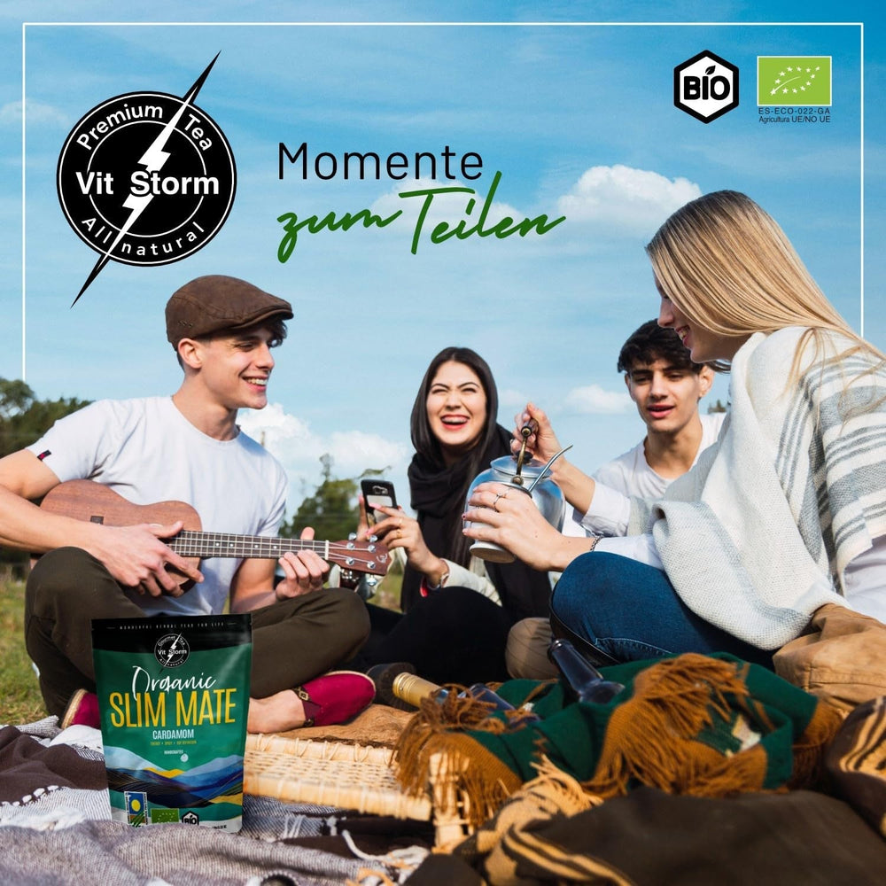 VITSTORM® Slim Tea Cardamom – Ceai Yerba Mate BIO – Cură de detoxifiere și ceai diuretic – 100G