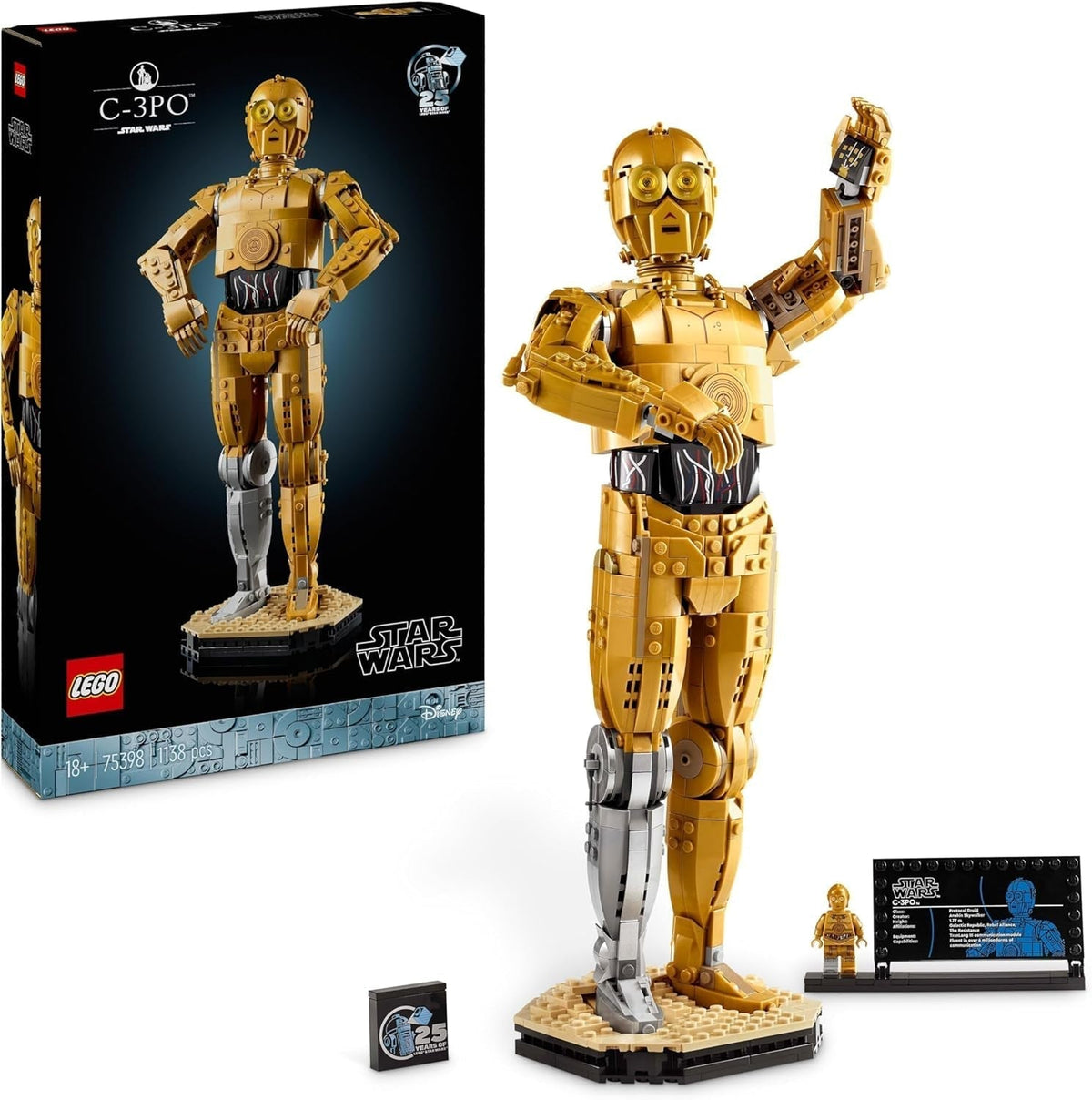 LEGO Star Wars C-3PO B, megépíthető droid, gyűjthető modell, építés és megjelenítés, nosztalgikus ajándékötlet felnőtteknek és rajongóknak, gyűjtői darab, fantáziajátékkészlet 75398 Építőkészletek Besuche den LEGO-Store Singur