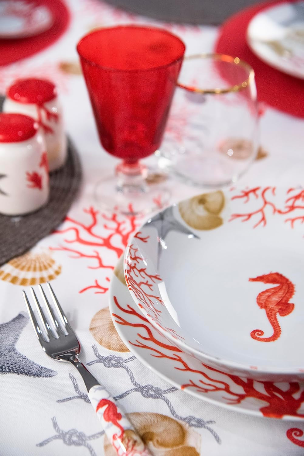 Serviciu de masă Excelsa Coral, 18 piese, porțelan, roșu