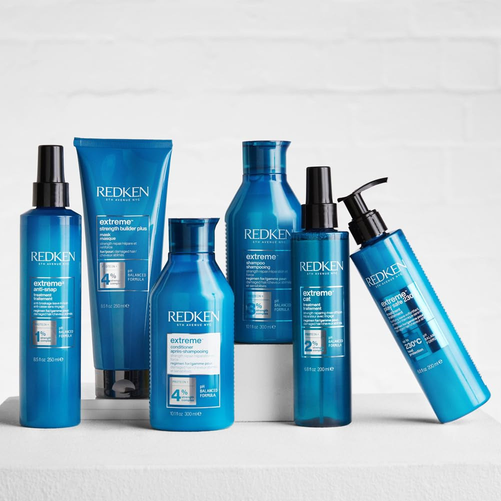 Redken Mască intensivă pentru păr pentru toate tipurile de păr deteriorat, repară și regenerează, anti-rupere, Mască Extreme Strength Builder Plus, 1 x 250 ml Masca de par Naty Shop