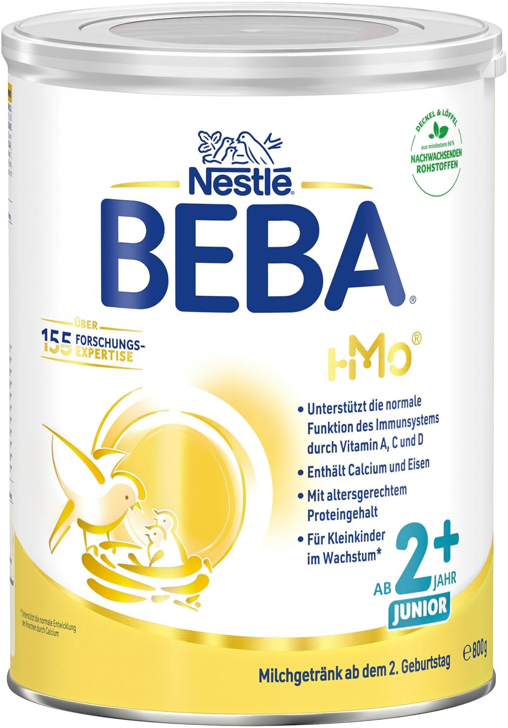 BEBA Junior 2+ tejital 2 éves kortól, HMO-val, életkornak megfelelő fehérjetartalommal, csak laktóz, pálmaolaj nélkül, halolaj nélkül, kisgyermektáp, bébi tejpor, 6 db-os kiszerelés (6 x 800g)