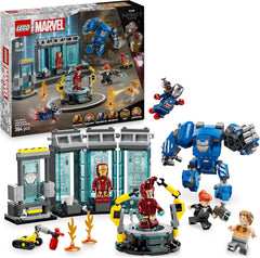 LEGO Marvel Iron Man's Laboratory: Páncélcsarnok – Szuperhős játék mech figurával, 5 minifigura, köztük Aldrich Killian – Bosszúállók ajándék fiúknak és lányoknak 8 év felett 76315 Építőkészletek Beuche den LEGO-Store alapcím