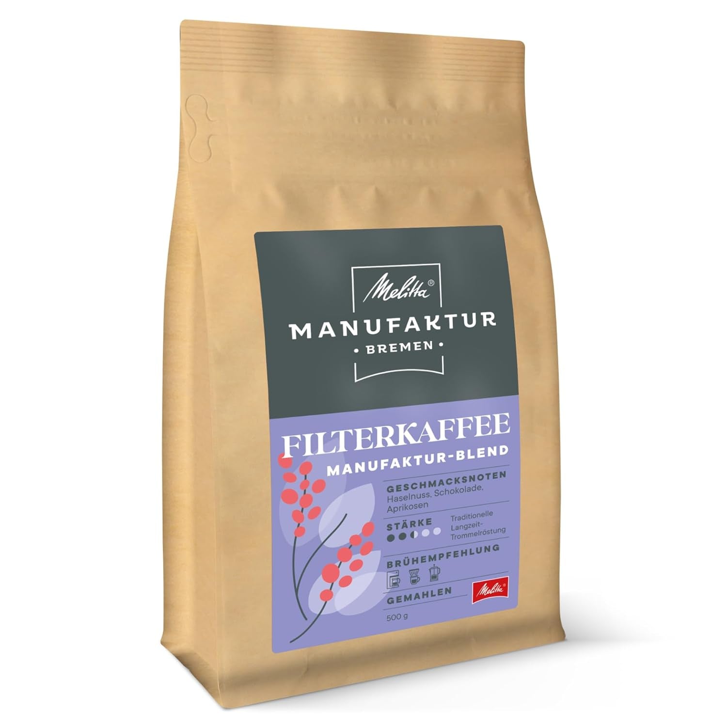 Cafea specială Melitta Manufaktur-Kaffee Caffè Crema, cafea de fermă de origine unică din Costa Rica, prăjită în Germania Cafea Naty Shop 500 grame Cafea filtrată