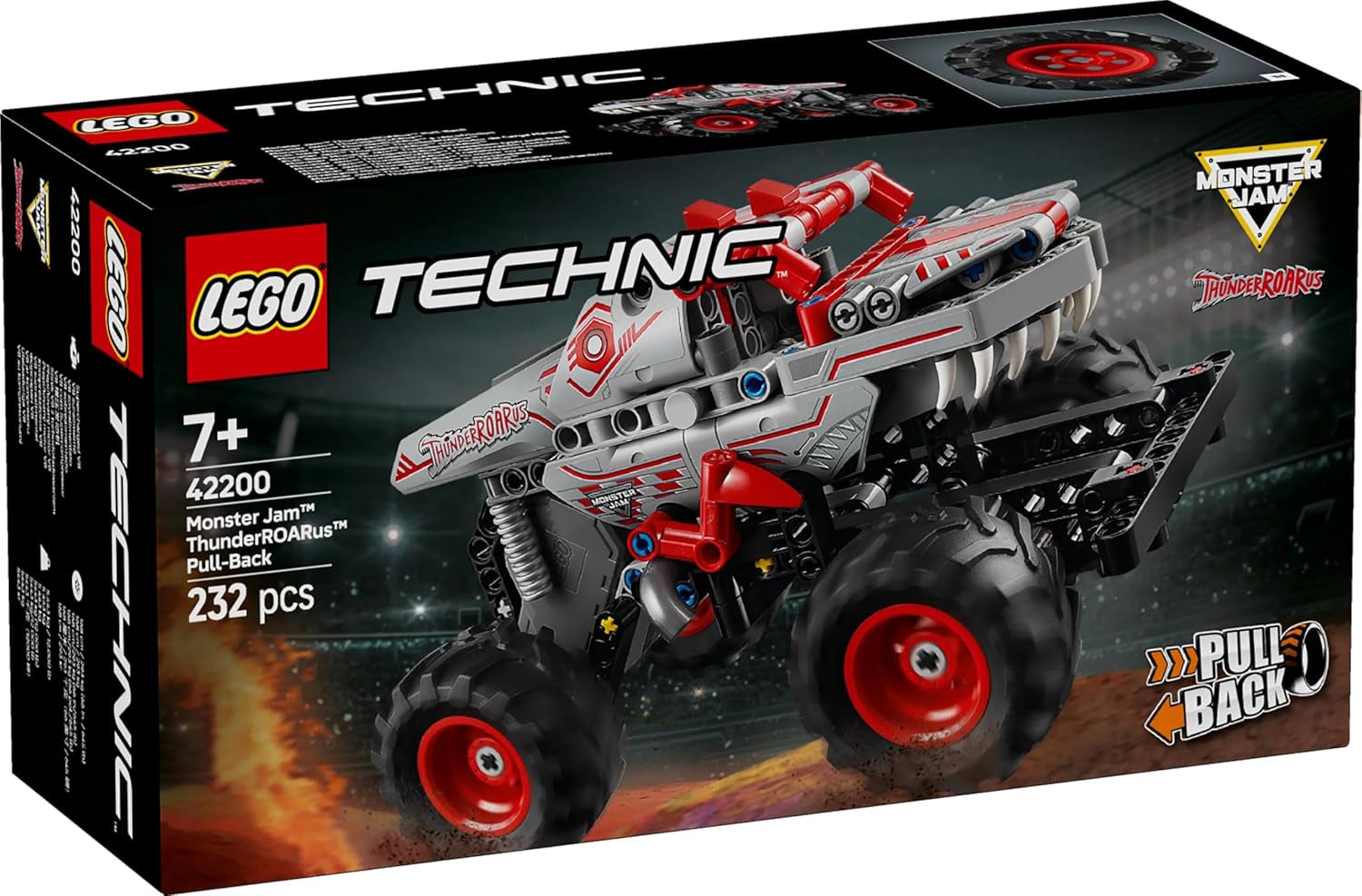 LEGO Technic Monster Jam Thunderroarus behúzható játék Monster Truck építőjáték gyerekeknek Ajándék fiúknak és lányoknak 7 év felett 42200 építőkészlet Besuche den LEGO-Store