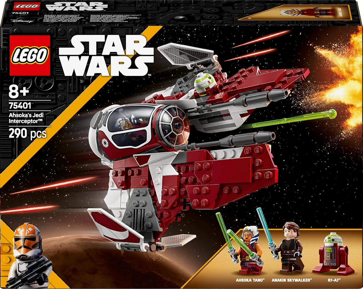 LEGO Star Wars 75401 Ahsoka Jedi Elfogója, Csillagharcos Clone Wars rajongóknak, Ahsoka Tano és Anakin Skywalker minifigurák fénykarddal és R7-A7, 8 éves és annál idősebb fiúknak és lányoknak Építőkészletek Beuche den LEGO-Store