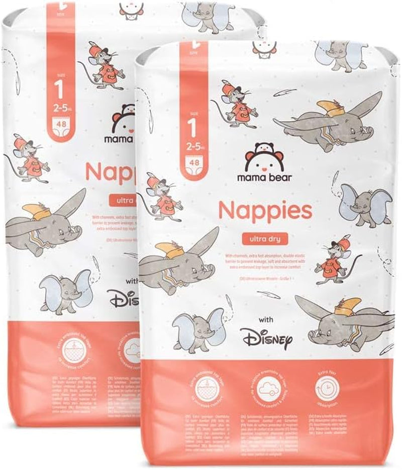 Amazon márka: Mama Bear Disney Ultra Dry pelenkák, 3-as méret (4-9 kg) - Havi doboz, fehér, 172 darab (2 86 darabos csomag)