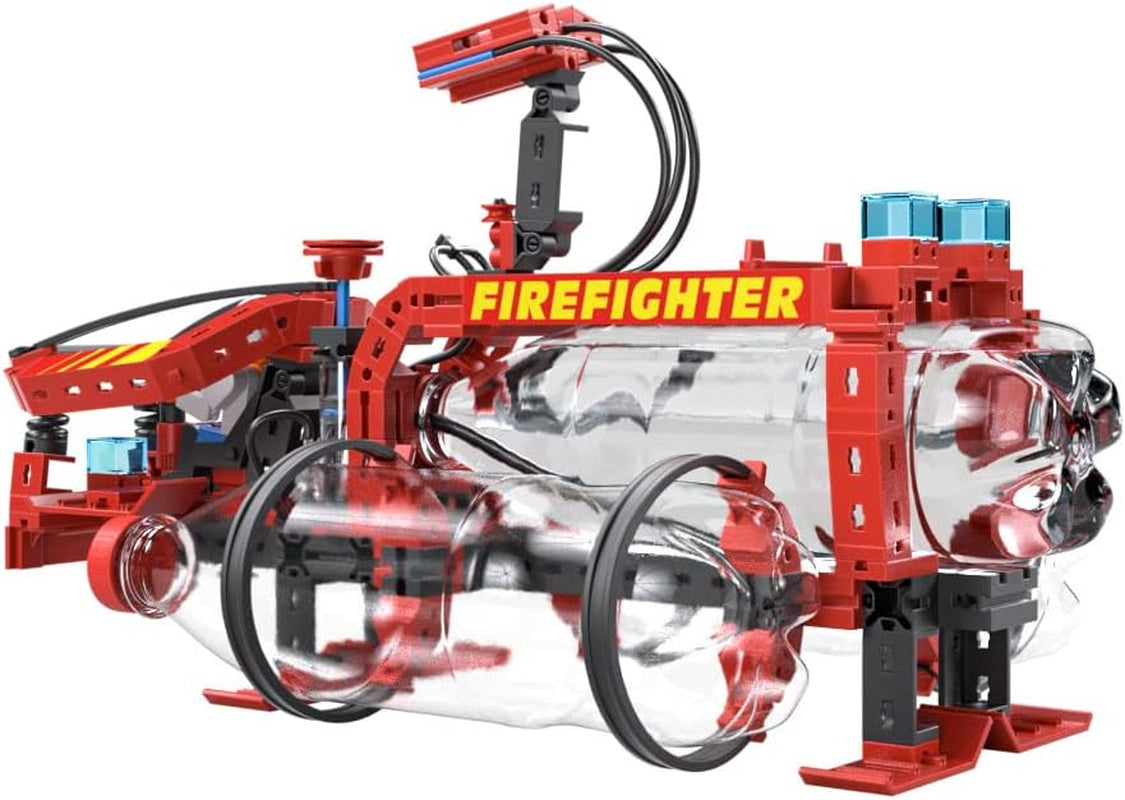 fischertechnik 564069 Advanced Firefighter – Bausatz für Kinder ab 7 Jahre, Experimentierbaukasten mit Feuerwehrauto & Spritzfunktion, elősegíti a műszaki megértést, Schwarz, Mittel