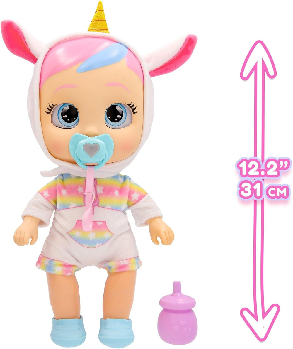 CRY Babies Dreamy Interaktív Puppe Hilf Dreamy bei ihren ersten Schritten – sie gibt über 10 Laute und Reaktionen von Sich und kann leuchtende LED-Tränen weinen. Kinder ab 3 Jahren.