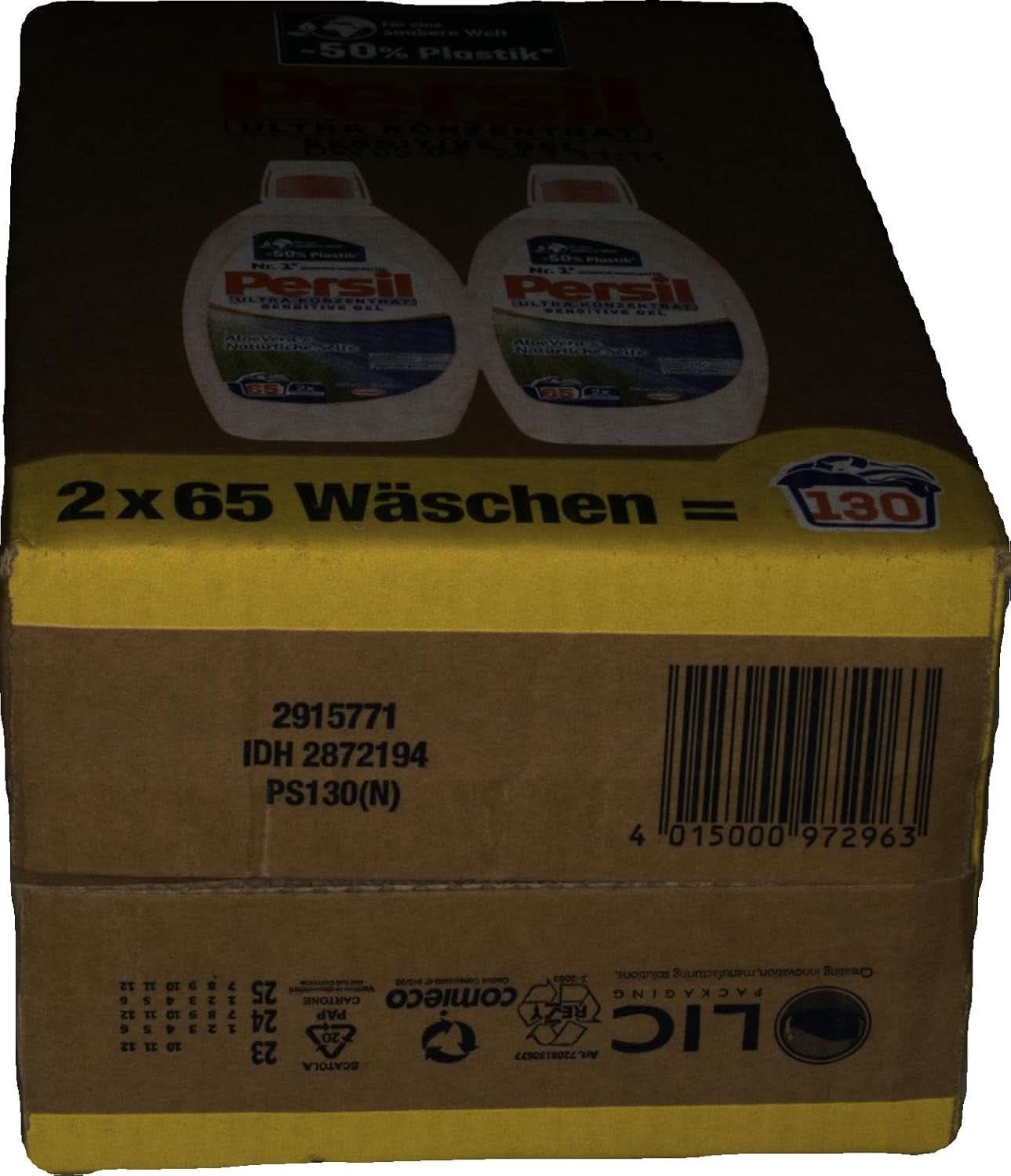 Persil Ultra Concentrate Sensitive Gel (130 mosás), Folyékony mosószer allergiáknak és babáknak kisebb üvegben, kevesebb műanyagért, Eltávolítja a nehéz foltokat, Bőrgyógyászatilag tesztelt Naty Shop mosószerek