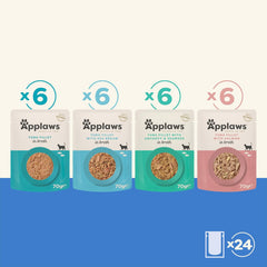 Applaws Hrană umedă pentru pisici 100% naturală, pliculețe cu selecție de pește în bulion - Pachet de 24 pliculețe x 70g