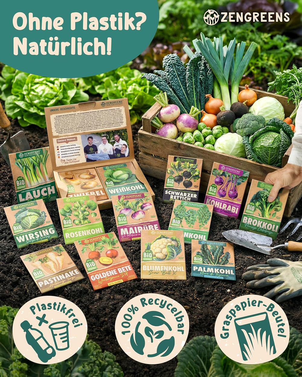 Bio Wintergemüsesamen Im 20Er Set - 20 Winter Gemüse Samen Für Den Einfachen Anbau Im Garten, Balkon Oder Hochbeet - Pflanzensamen - Saatgut