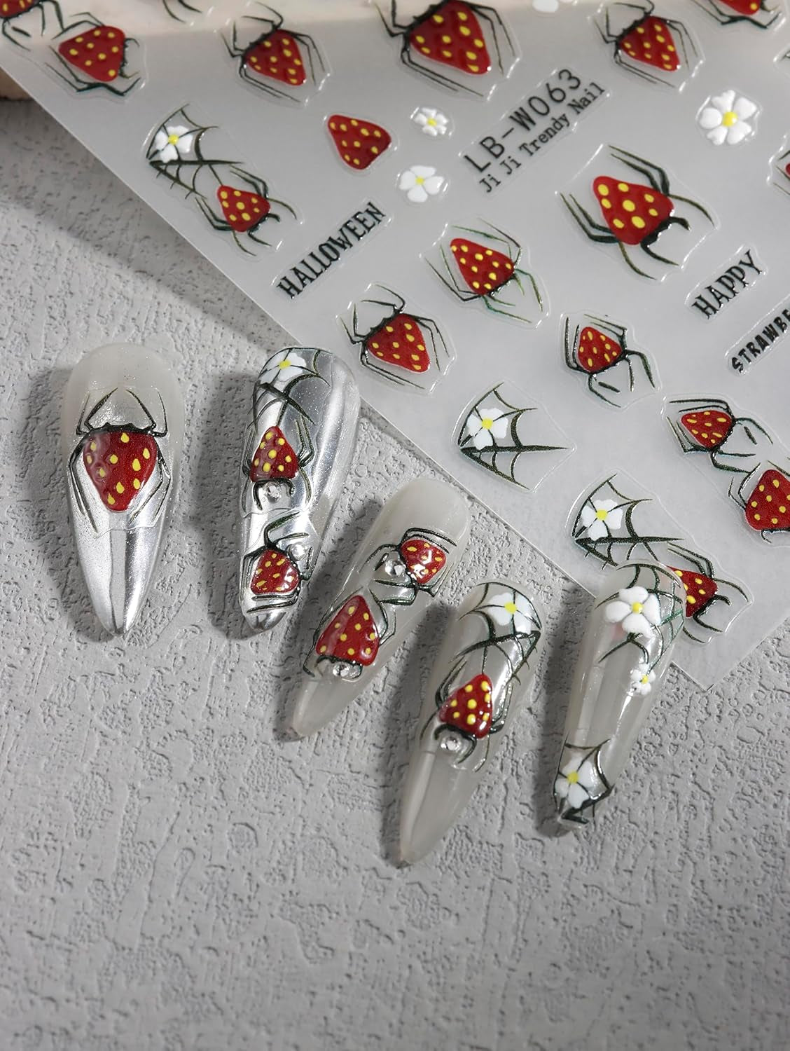 JMEOWIO Nagelsticker Halloween 9 Blatt Nail Art Sticker Selbstklebend Nagelaufkleber Süße Geisterblume Dekoration Nageldesign Zubehör