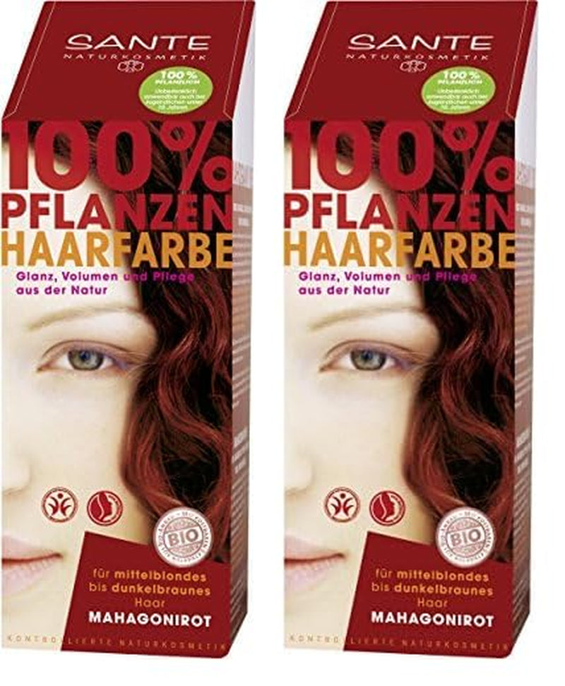 SANTE Natural Cosmetics Plant Hair Colour Powder, Natural Red, 100 g (1 pachet) Vopsea pentru par Naty Shop Roșu mahon 100 G (pachet de 2)