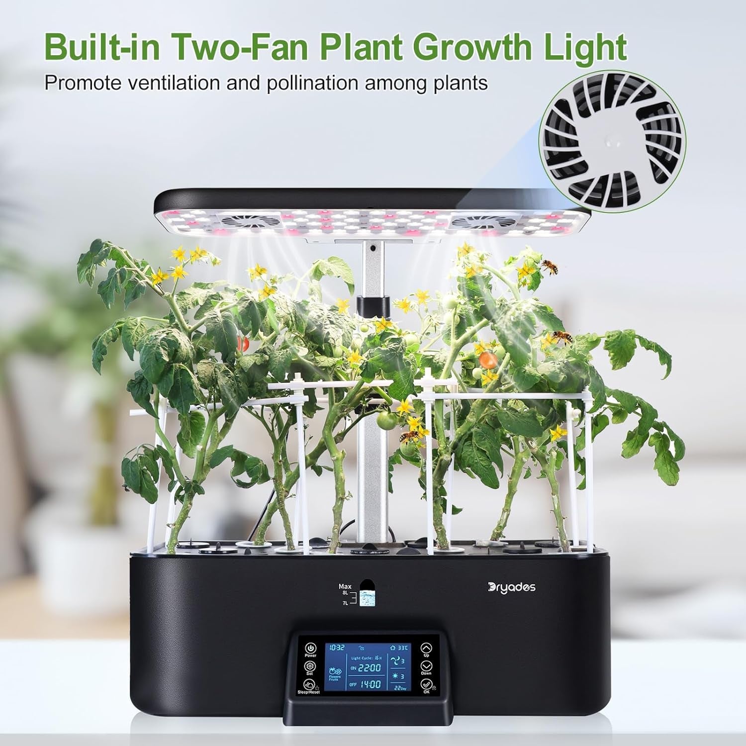 Sistem de creștere hidroponică de interior cu setări inteligente de program de iluminare, ghiveci pentru grădină de plante aromatice cu lumină de creștere cu spectru complet, 17 capsule, negru