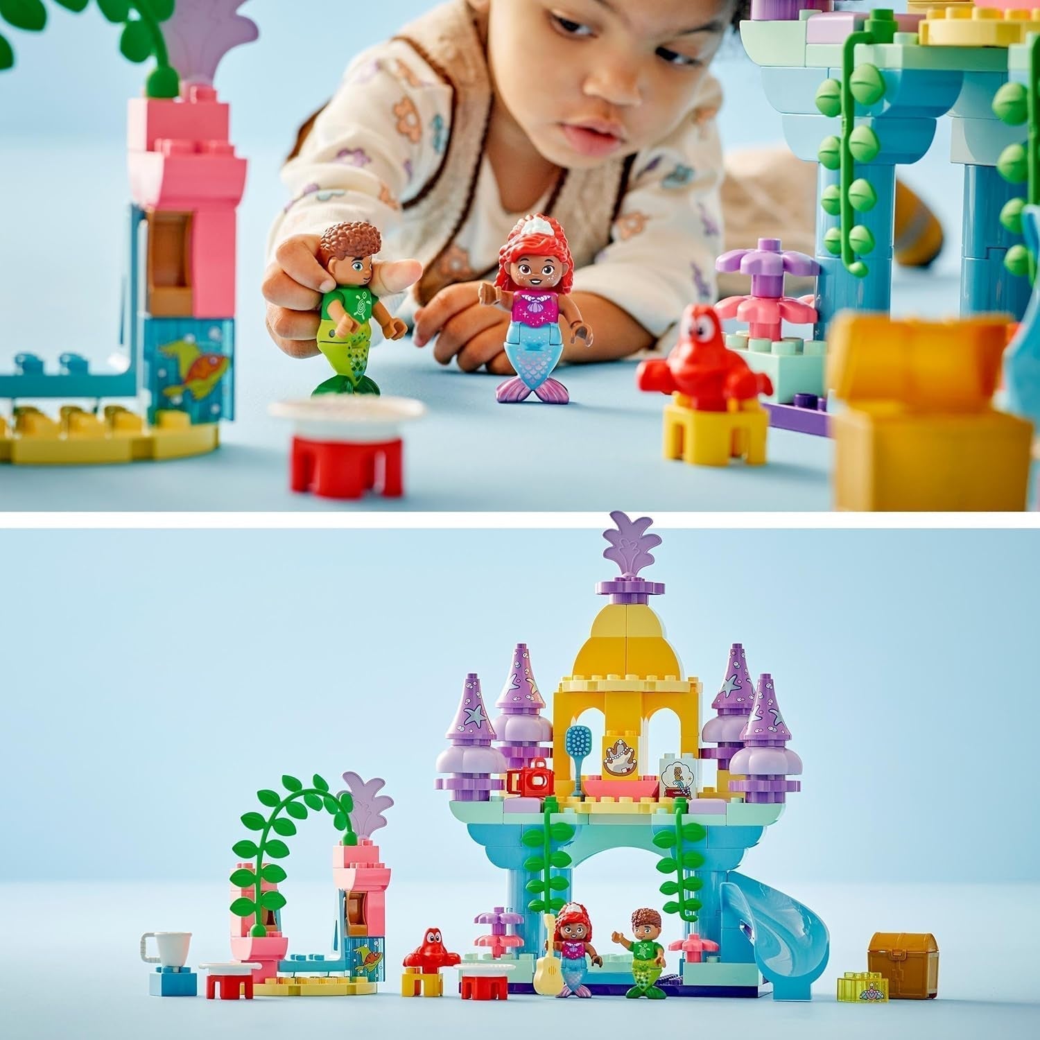 LEGO DUPLO | Disney Ariel varázslatos víz alatti palotája, oktatójáték Ariel sellő számára, víz alatti kastély 2 éven felüli gyerekeknek 10435 Építőkészlet Besuche den LEGO-Store