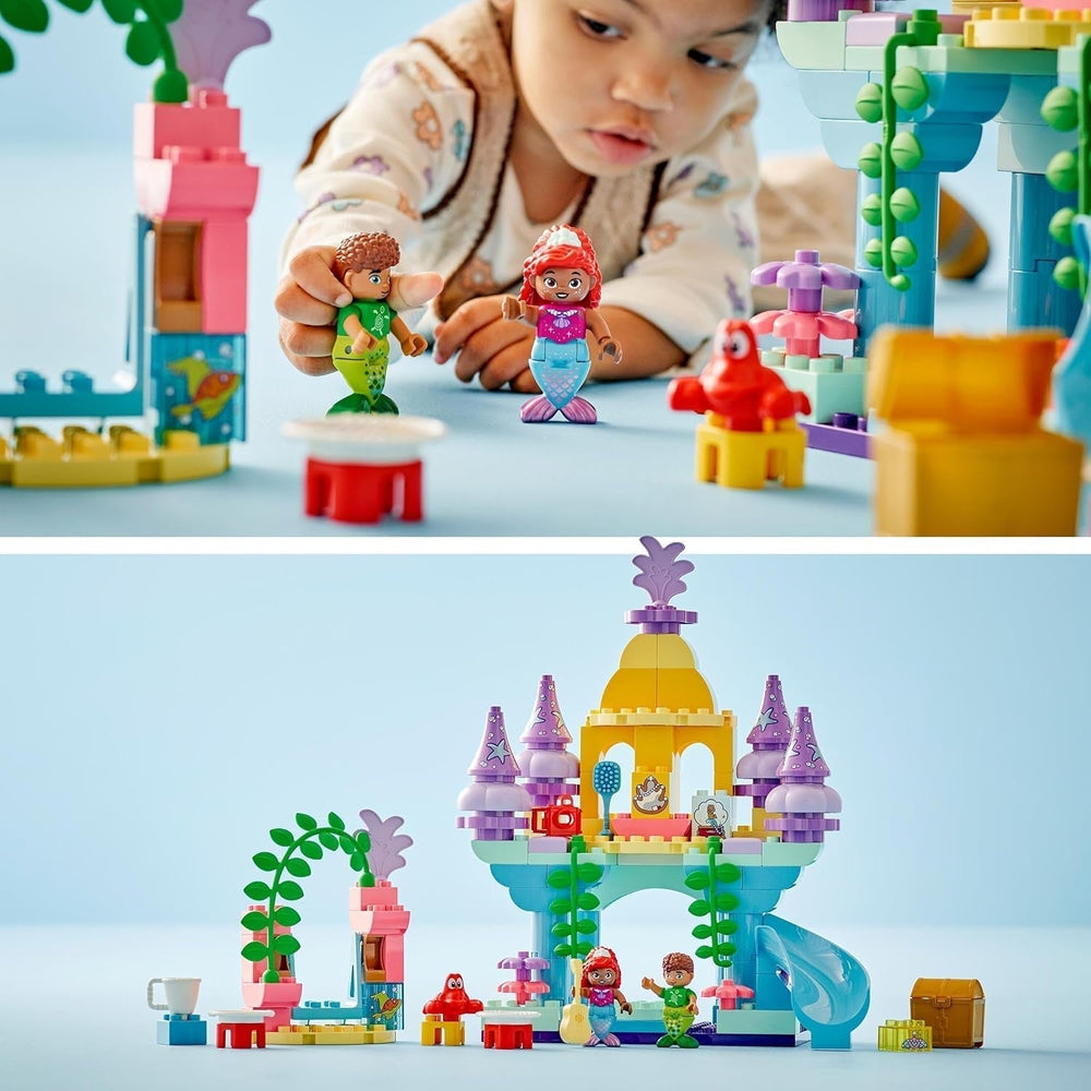 LEGO DUPLO | Disney Ariel varázslatos víz alatti palotája, oktatójáték Ariel sellő számára, víz alatti kastély 2 éven felüli gyerekeknek 10435 Építőkészlet Besuche den LEGO-Store