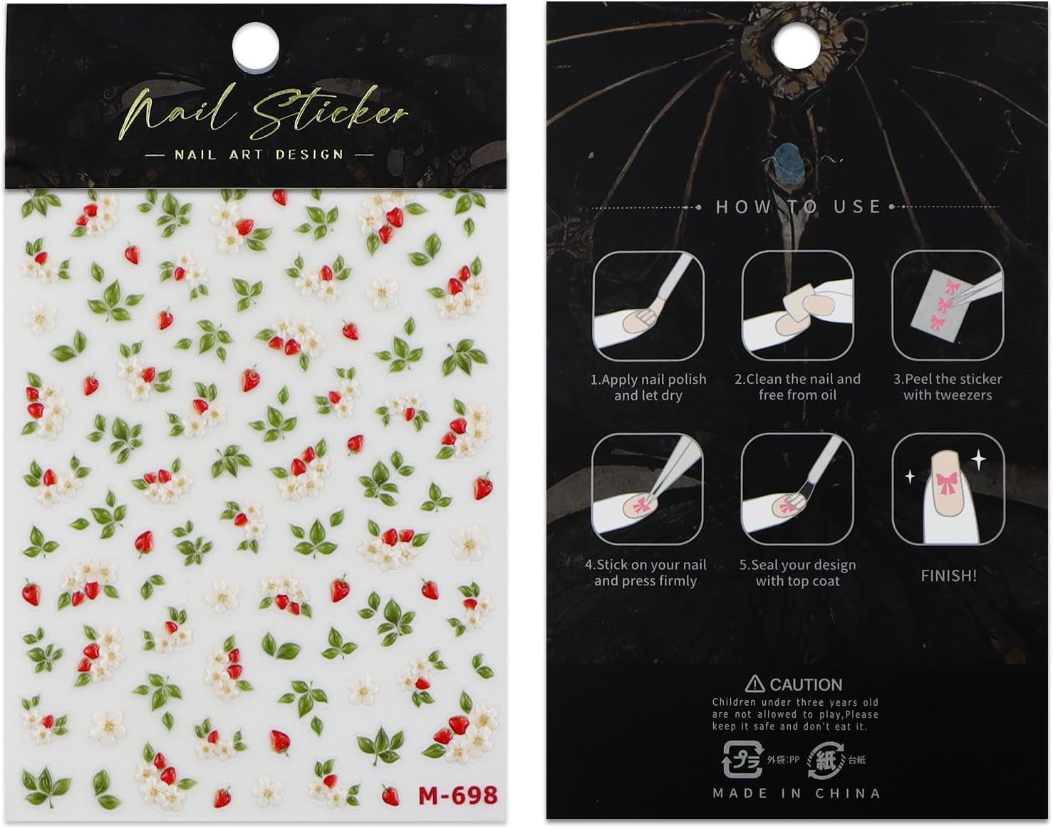 JMEOWIO 3D Nagelsticker Blume Nerdbeerenail Art Sticker Selbstklebend Nagelaufkleber 5D Stereoskopisch Dekoration Nageldesign Zubehör 1 Blatt