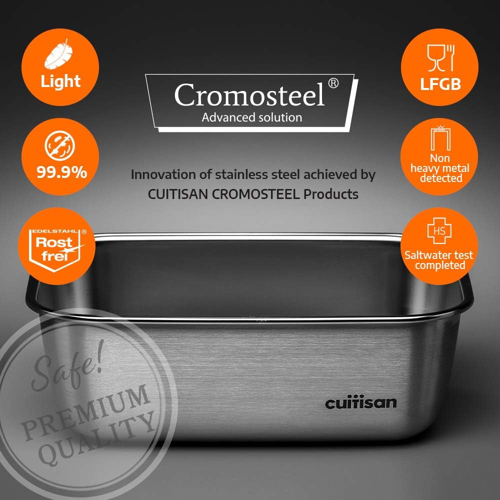 CANDL Cuitisan (Flora) borcan de depozitare a alimentelor din oțel inoxidabil cu capac cu clip, dreptunghiular, potrivit pentru cuptor cu microunde + cuptor, borcan de depozitare, EC7-SS10 2800ml Cutii depozitare alimente Naty Shop