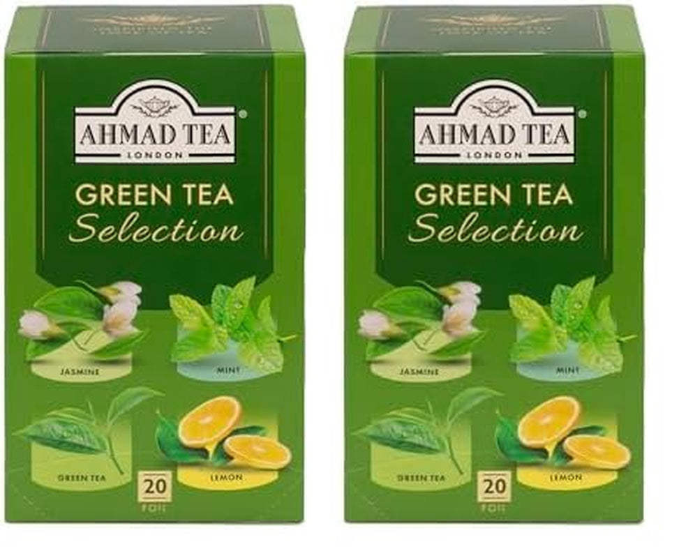 Ahmad Tea - Ceai verde - Pliculețe de ceai ambalate individual, cu aromă sigilată, conținând 2 g de ceai per porție - 20 de pliculețe de ceai cu bandă