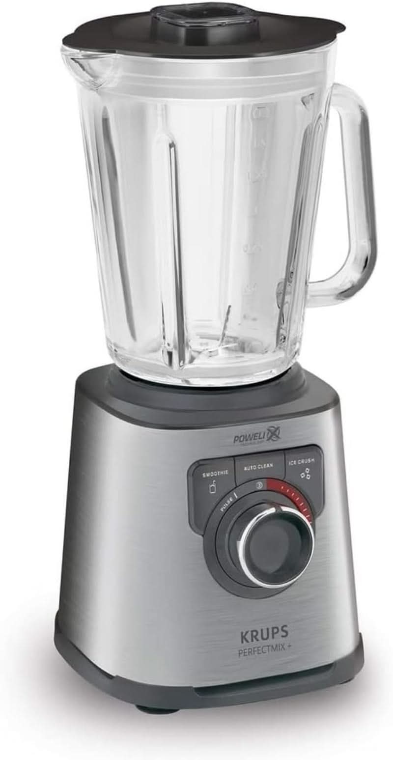 Krups KB403D Perfectmix + Hochleistungsstandmixer | 1200W | 28 000 RPM | 2L Glasbehälter | 3 előre beállított programok | Powelix- Technologie | Edelstahl/Dunkelgrau Kitchen Naty Shop Edelstahl/Dunkelgrau
