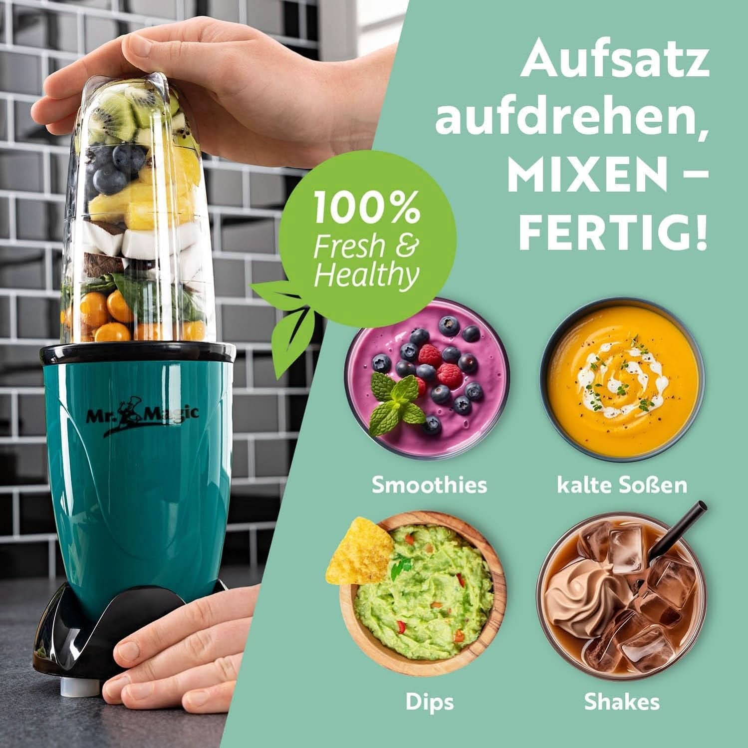 Gourmetmaxx Mr Magic Blender, Smoothie Maker Xxl Naty Shop kiegészítő csomaggal