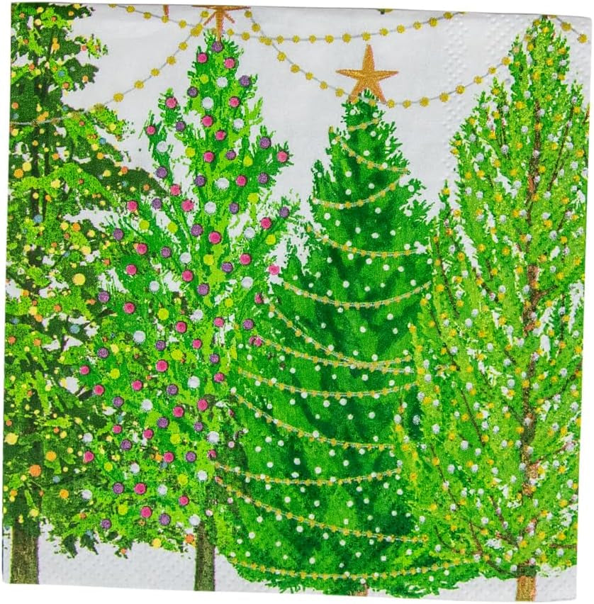 Șervețele de cocktail, pomi de Crăciun cu luminițe, 20 de bucăți per pachet