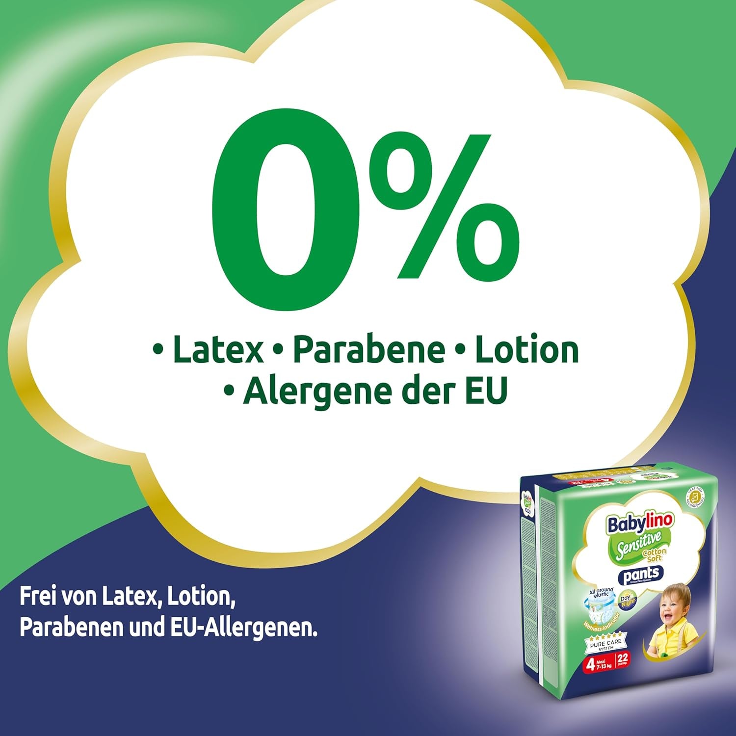 Pelenkák Sensitive Cotton Soft, 4-es méret, Pants Maxi (7-13 kg), 22 db