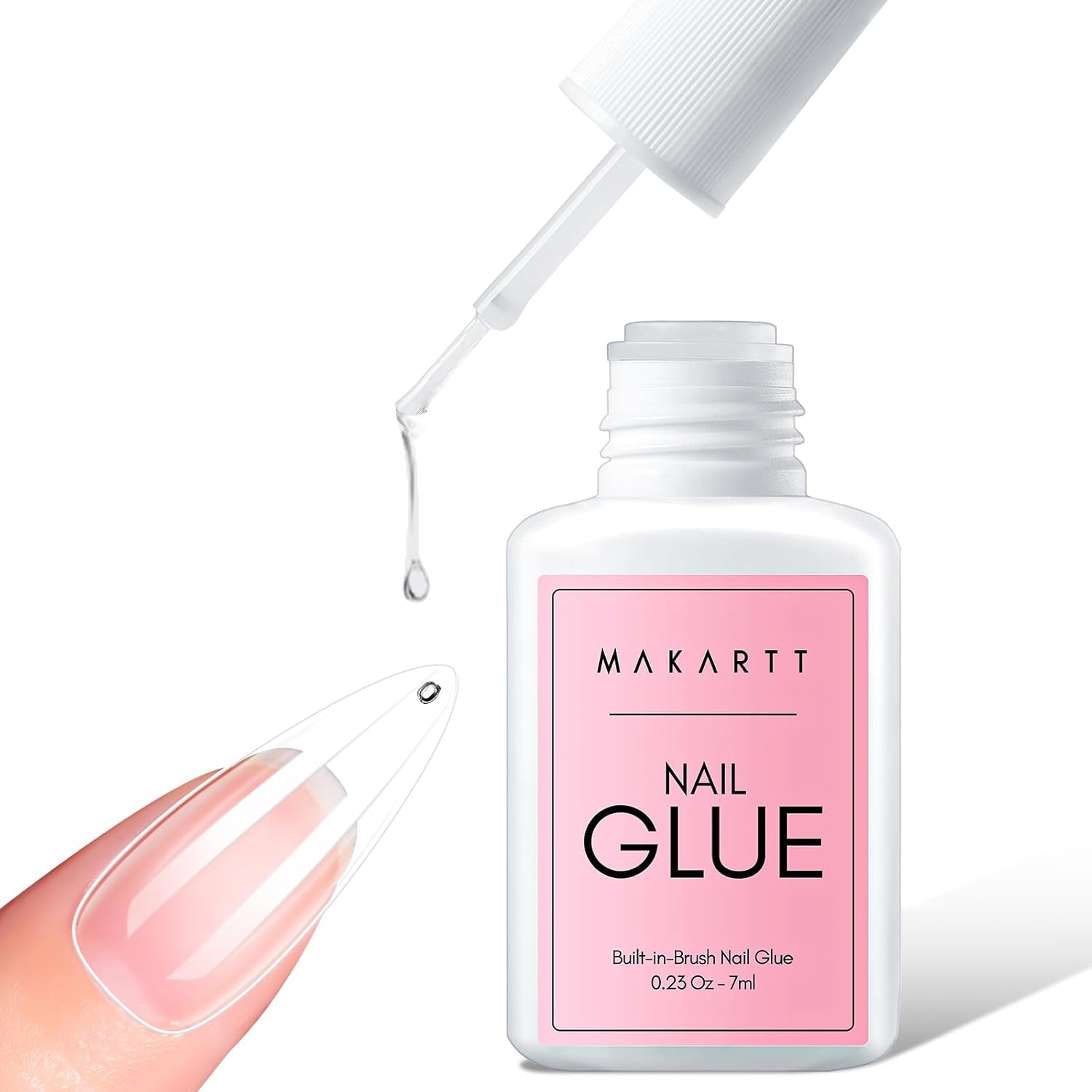 Lipici de unghii Makartt extra puternic pentru unghii artificiale, uscare rapidă în 5 secunde, lipici acrilic pentru vârfuri de unghii sau unghii reparate, nu necesită întărire cu lampa UV, 7 ml