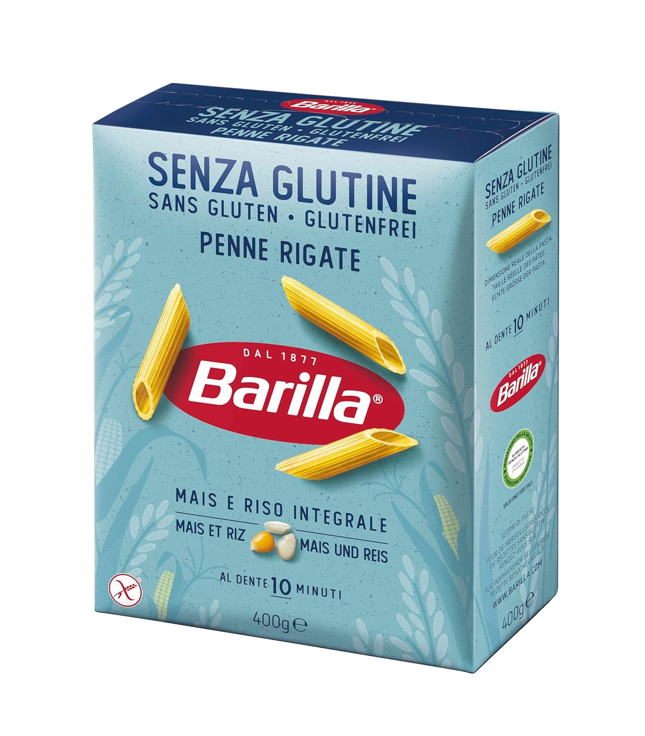 Barilla Penne Rigate gluténmentes tészta finom kukoricából és rizsből - tökéletes cöliákiában vagy gluténérzékenységben szenvedőknek (14 x 400g)