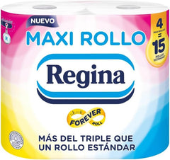 Regina Maxi-Roll - 4 role de hârtie igienică, 500 de foi cu 2 straturi per rolă, de mai mult de trei ori o rolă standard, 60% ambalaj din plastic reciclat, 100% hârtie certificată Fsc