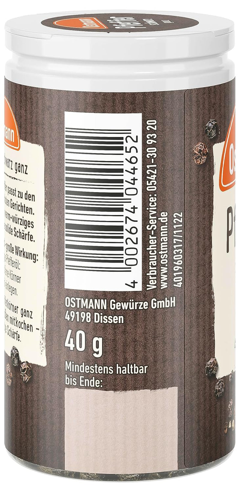 Ostmann Gewürze - Pfeffer schwarz ganz | 40 g Der Streudose-ban